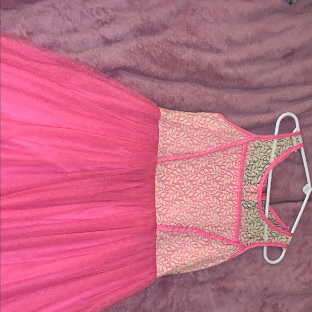 Hot pink lace dress